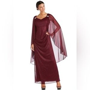 R&M Richard’s Chic Long Sleeve Burgundy Dress Size 18W New With Tags
